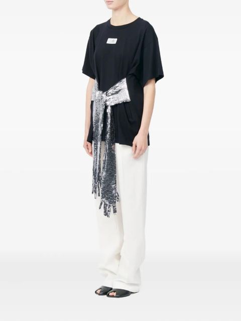 MM6 Maison Margiela roundneck sequin belt sweater - Black