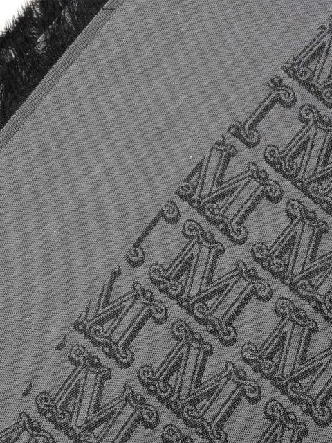 Max Mara monogram fringed scarf - Grey - zdjęcie produktu nr 2