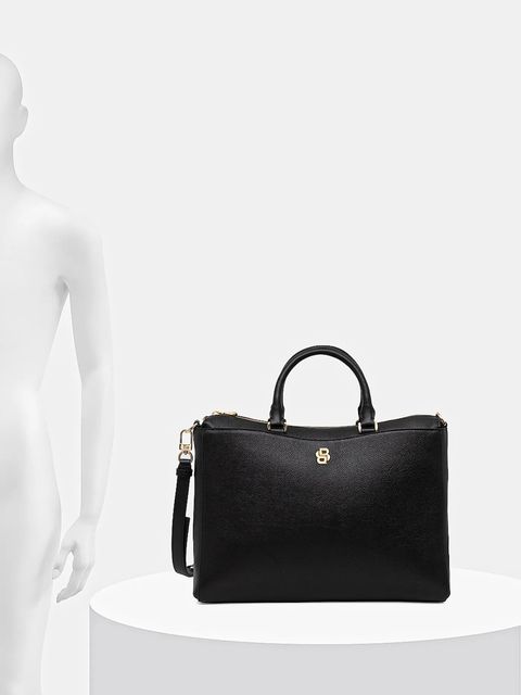 BOSS torebka skórzana kolor czarny 50552192