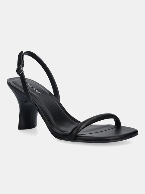 Calvin Klein sandały skórzane SCULPT KITT HEEL STRAPPY LTH kolor czarny HW0HW02800 - zdjęcie produktu nr 1