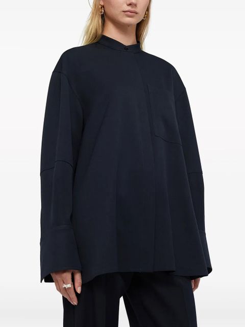 Jil Sander collarless button-front shirt - Blue