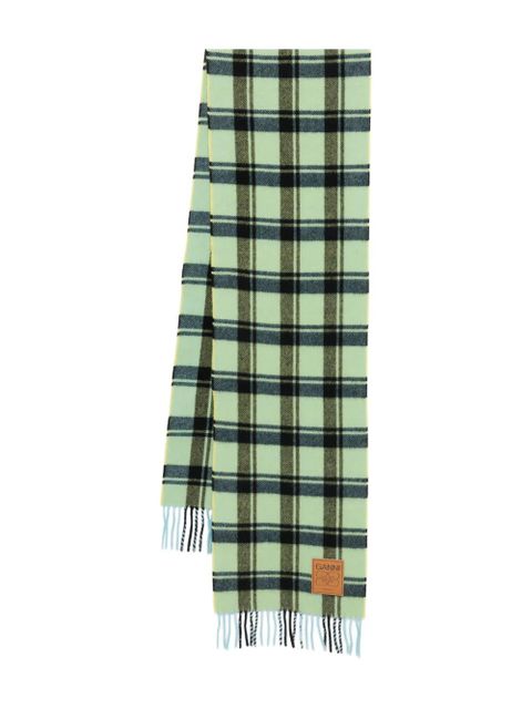 GANNI checked fringed scarf - Green - zdjęcie produktu nr 1