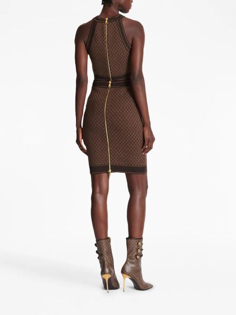 Balmain monogram-jacquard skirt - Brown