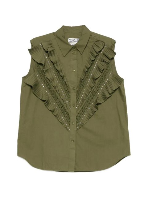 Essentiel Antwerp ruffled sleeveless shirt - Green - zdjęcie produktu nr 1