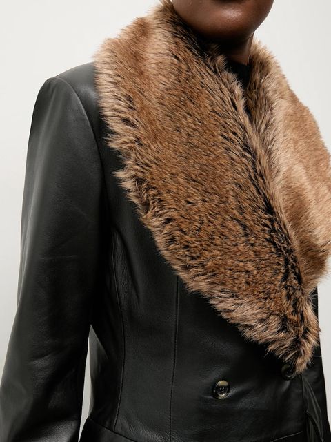 Answear.LAB płaszcz skórzany kolor czarny