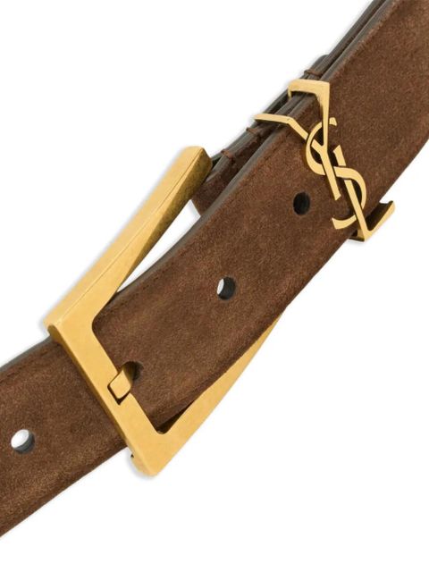 Saint Laurent logo buckle leather belt - Brown - zdjęcie produktu nr 2