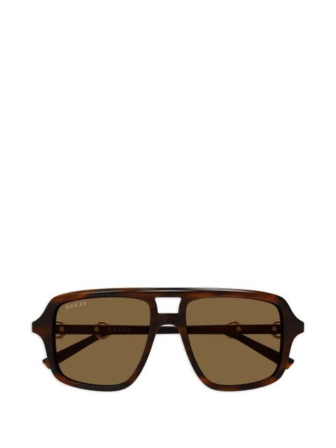 Gucci Eyewear oversized pilot sunglasses - Brown - zdjęcie produktu nr 1