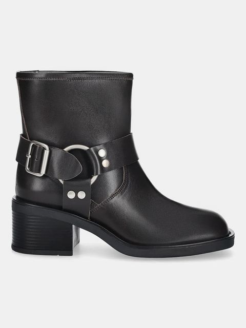 Answear.LAB botki skórzane kolor brązowy na słupku