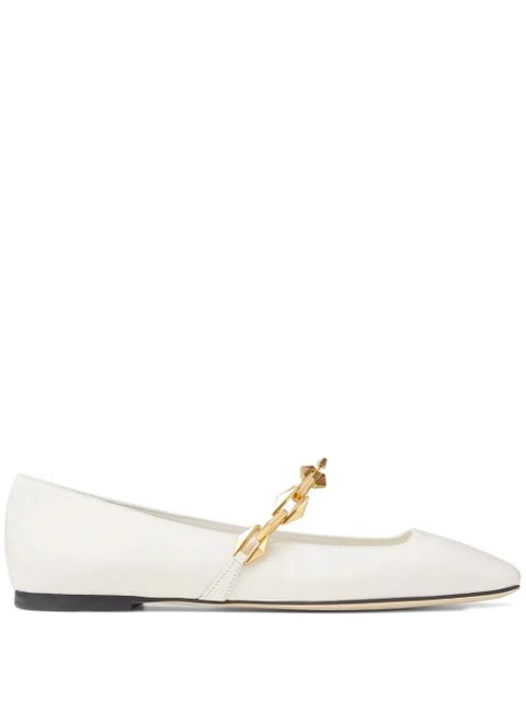 Jimmy Choo Diamond Tilda leather ballerina shoes - White - zdjęcie produktu nr 1