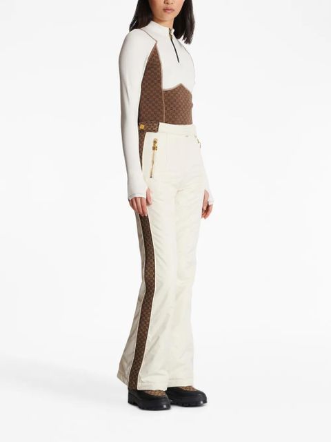 Balmain monogram-stripes ski trousers - White