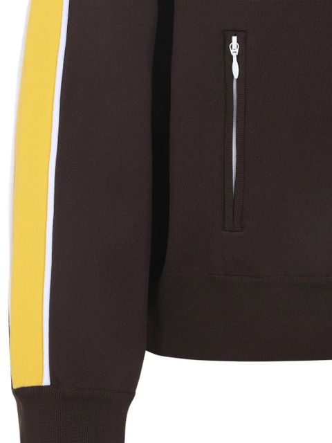 Miu Miu half-zip striped-detail sweatshirt - Brown