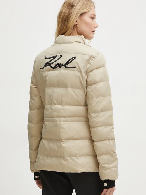 Karl Lagerfeld kurtka damska kolor beżowy przejściowa 246W1513