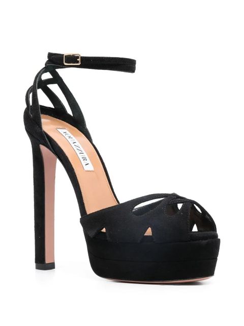 Aquazzura 140mm suede platform sandals - Black - zdjęcie produktu nr 2