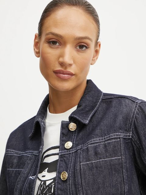 Karl Lagerfeld kurtka jeansowa damska kolor granatowy przejściowa A1W14048