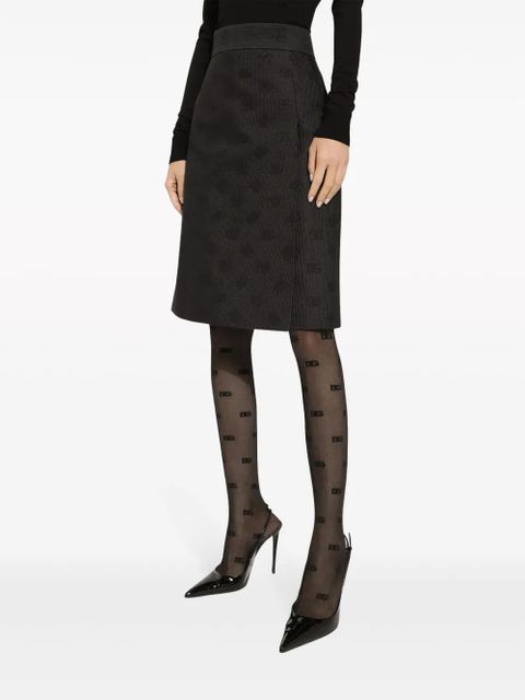 Dolce & Gabbana monogram-jacquard straight midi skirt - Black