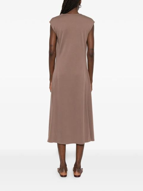 Max Mara cowl-neck cap-sleeves midi dress - Brown