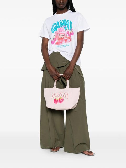GANNI raspberry-print logo-patch tote bag - Pink - zdjęcie produktu nr 2