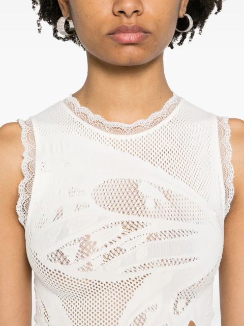 Blumarine lace-trim tank top - White