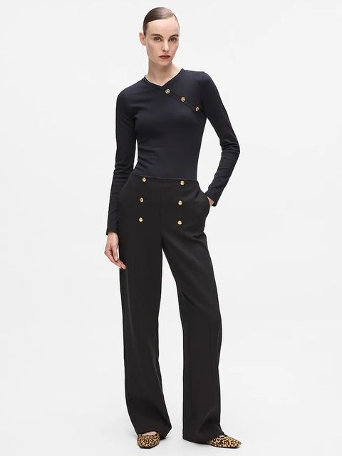 Karl Lagerfeld spodnie damskie kolor czarny proste high waist A4W10110 - zdjęcie produktu nr 1