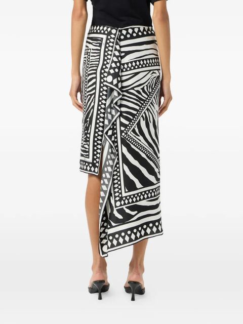Blumarine asymmetrical foulard-print skirt - White