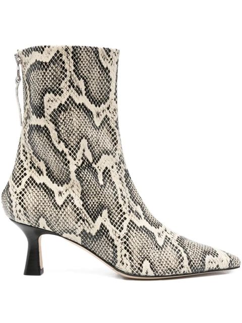 Aeyde 70mm Elina snake-print pointed-toe ankle boots - Neutrals - zdjęcie produktu nr 1