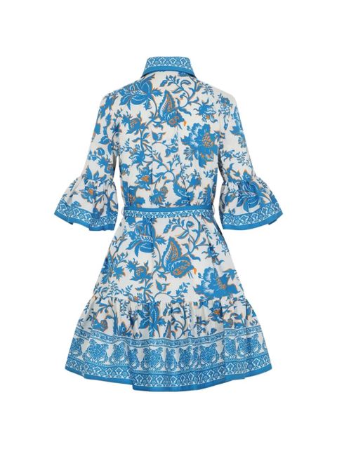 ETRO floral-detail bell-sleeve mini dress - Blue - zdjęcie produktu nr 2
