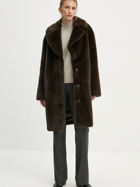 Stand Studio płaszcz Camille Cocoon Coat damski kolor brązowy przejściowy oversize 61137-9070