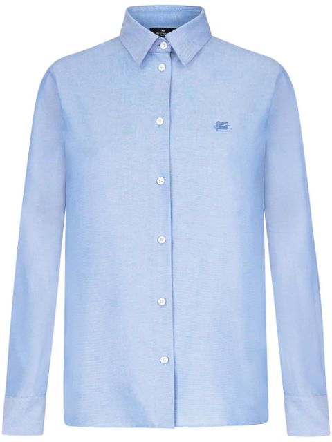 ETRO Pegaso-embroidered cotton shirt - Blue - zdjęcie produktu nr 1
