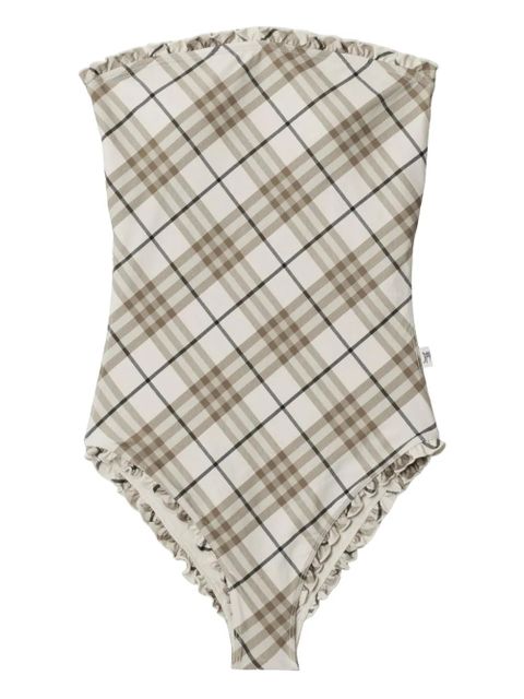 Burberry checked swimsuit - Neutrals - zdjęcie produktu nr 1
