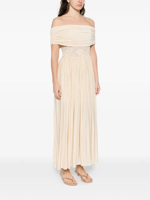 ZIMMERMANN lace-detail pleated maxi dress - Neutrals