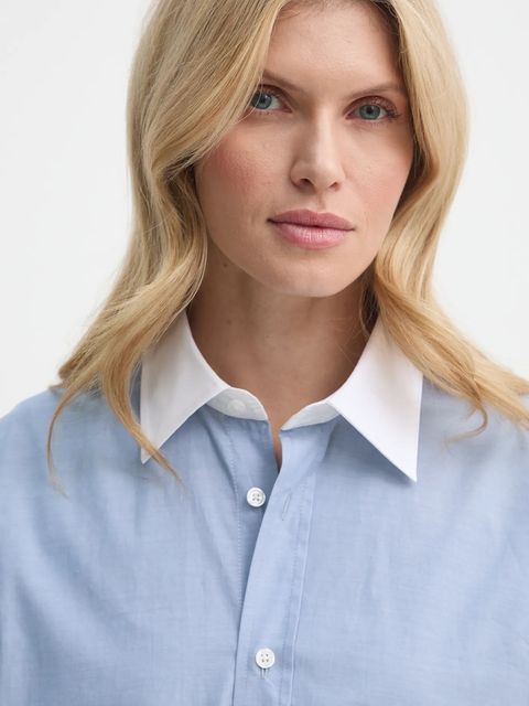 Filippa K koszula bawełniana damska kolor niebieski relaxed z kołnierzykiem klasycznym 31105