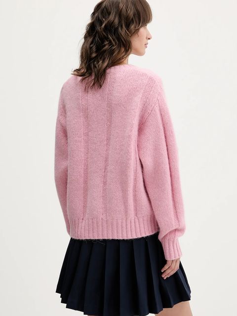 Stine Goya sweter z dodatkiem wełny damski kolor różowy ciepły SG-AW25-K050-2418