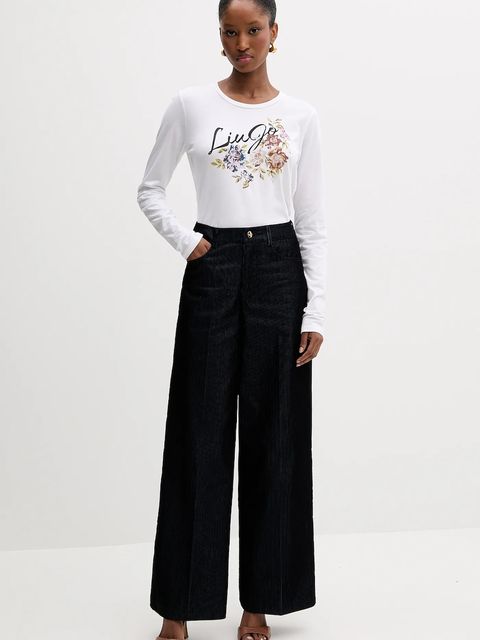 Liu Jo longsleeve bawełniany kolor biały MF5464 JS923