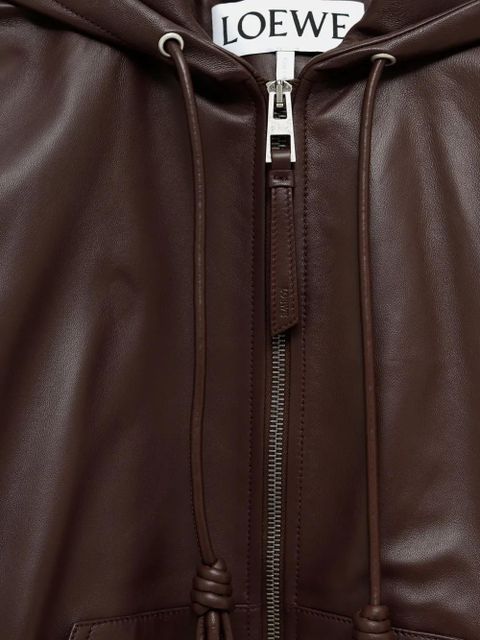 LOEWE Flamenco hooded leather zip-up jacket - Brown