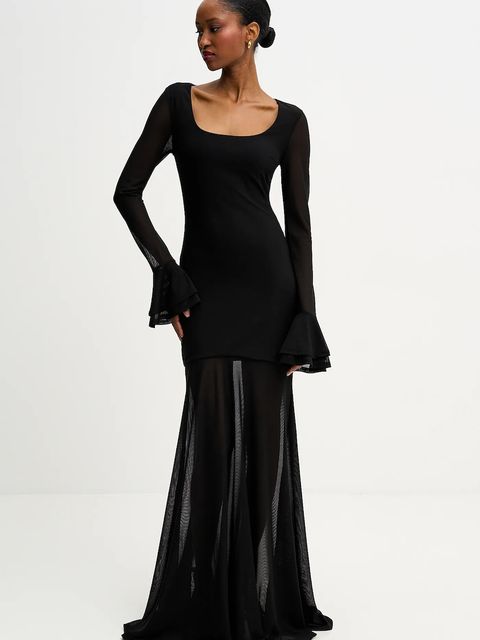 Answear.LAB sukienka kolor czarny maxi rozkloszowana - zdjęcie produktu nr 2