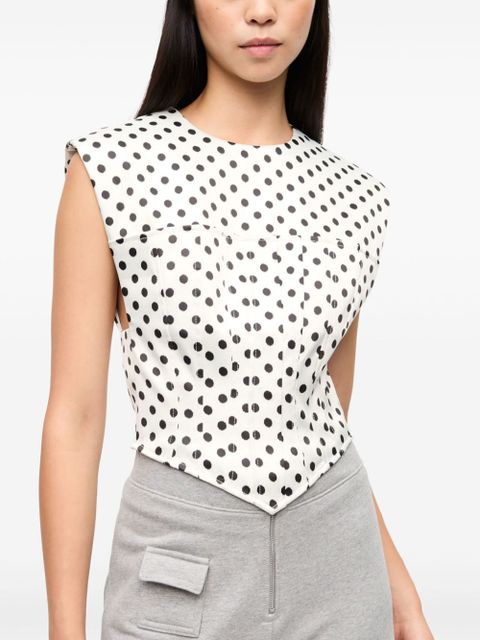 GANNI polka dot-print corset top - White