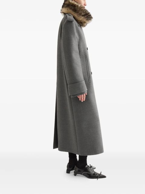 Jil Sander fur collar double-breasted coat - Grey