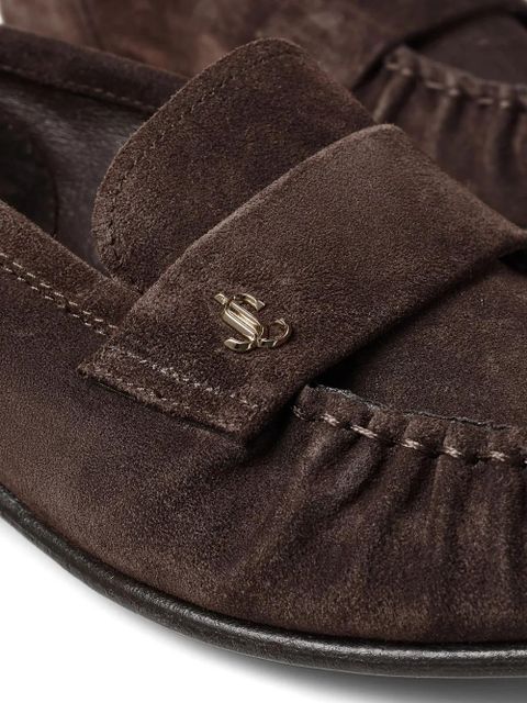 Jimmy Choo Ellis metal-plaque suede loafers - Brown