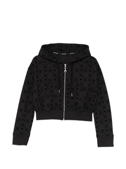 Marine Serre Moonogram flocked cropped zip-up hoodie - Black - zdjęcie produktu nr 1