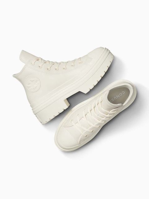 Converse trampki skórzane Chuck Taylor All Star Lugged Heel damskie kolor biały A10370C