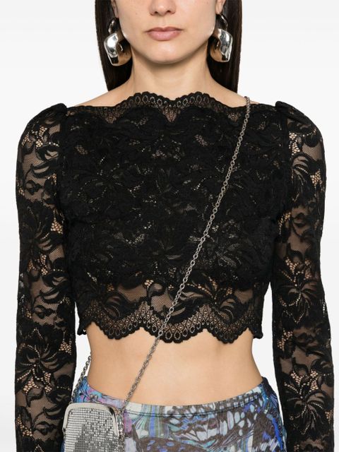 Rabanne floral-lace cropped top - Black