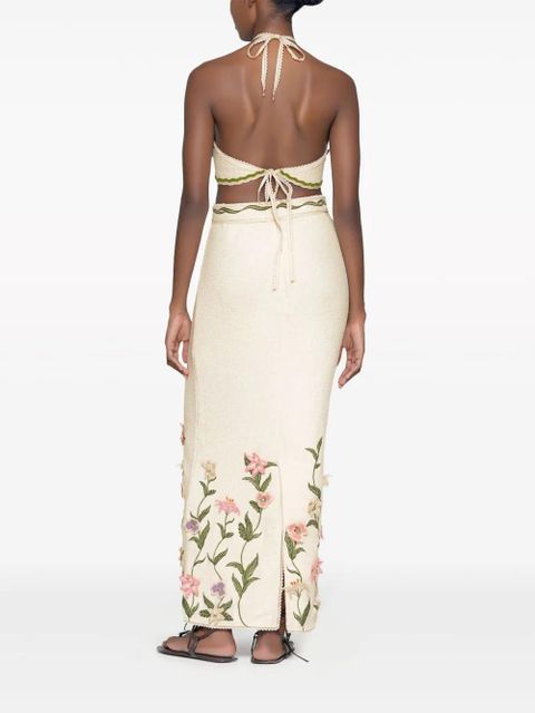 Agua By Agua Bendita Carlota Pacifico cotton-blend top - Neutrals