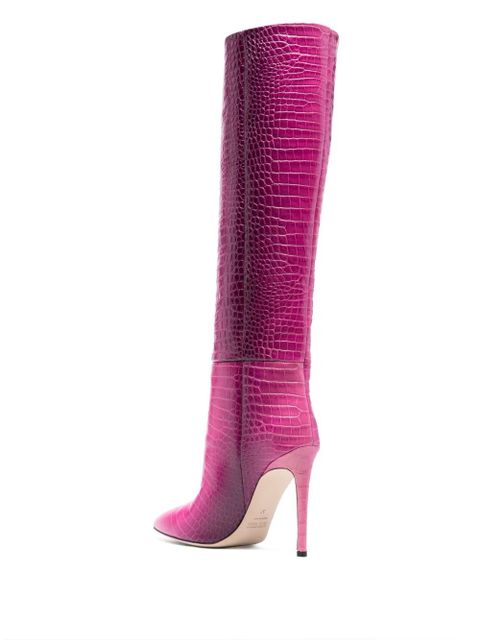 Paris Texas crocodile-effect 105mm leather boots - Pink