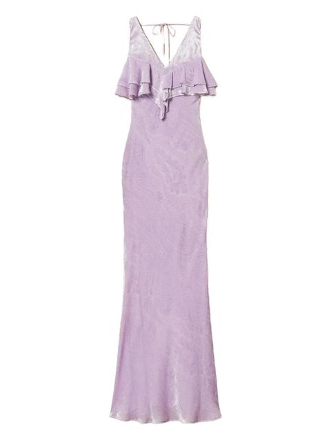 TWINSET ruffled velvet maxi dress - Purple - zdjęcie produktu nr 1