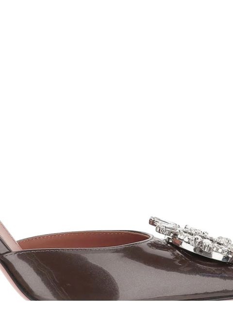 Amina Muaddi 95mm Begum slingback crystal-embellished pumps - Brown