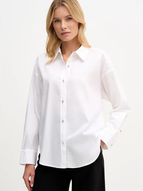 Dkny koszula bawełniana damska kolor biały regular z kołnierzykiem klasycznym DJ6W2171 - zdjęcie produktu nr 1