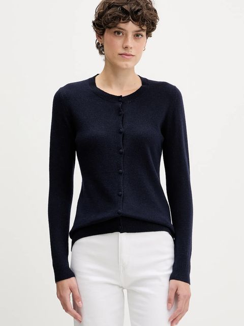 Sisley kardigan z domieszką wełny kolor granatowy lekki 102HM5237 - zdjęcie produktu nr 1