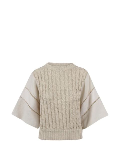 Max Mara cable-knit panelled sweater - Neutrals - zdjęcie produktu nr 1