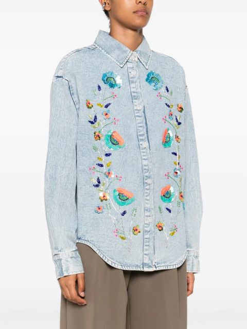 Essentiel Antwerp sequin-embellished floral shirt - Blue