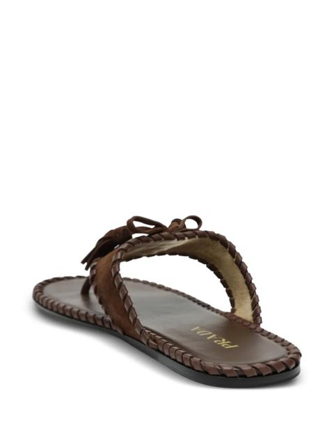 Prada suede flat sandals - Brown